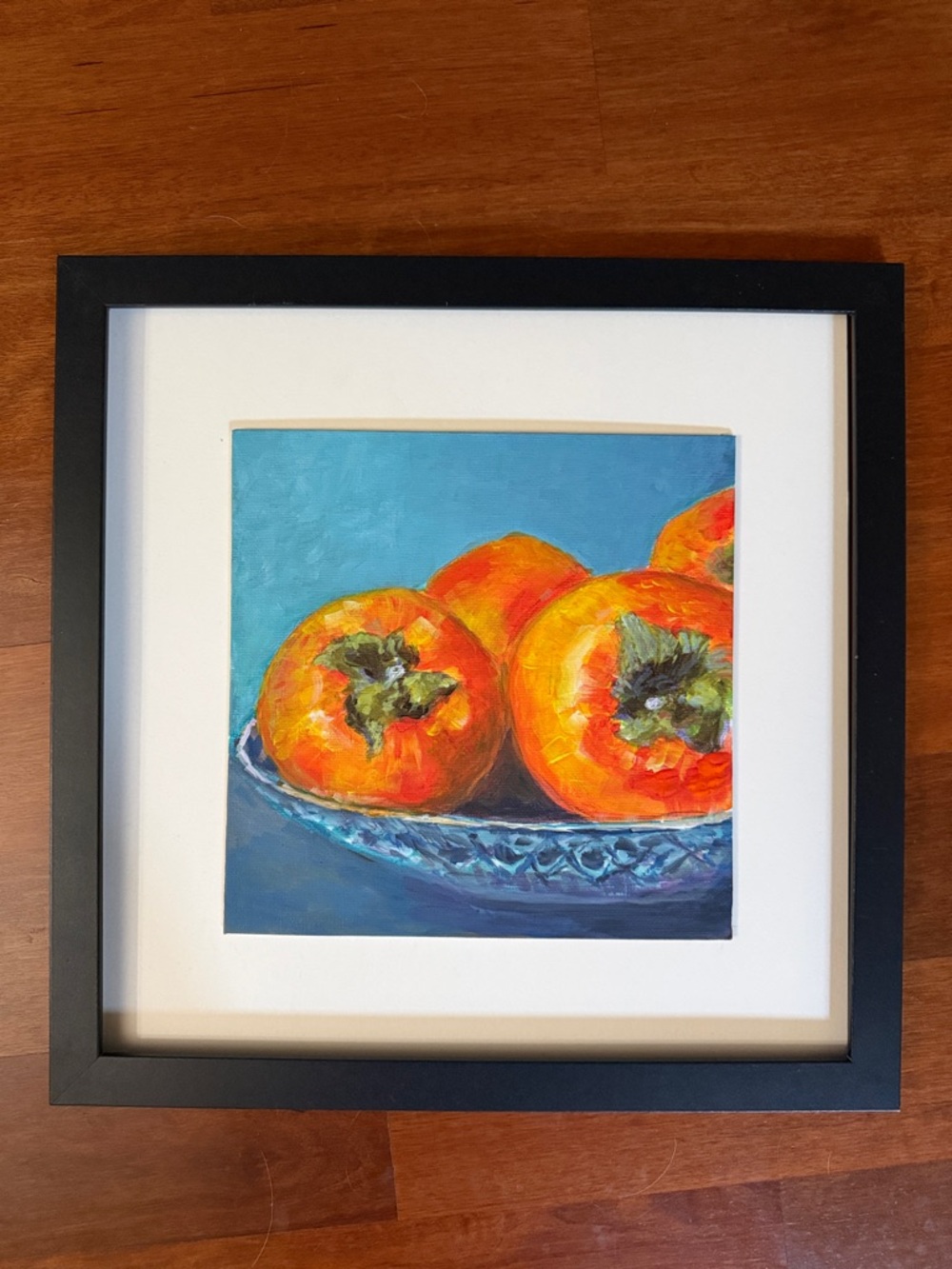 Vibrant Orange Persimmon Still Life Canvas Art - Picture 5 of 6